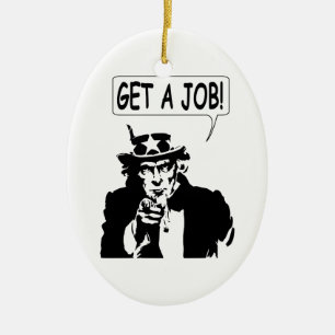 Uncle Sam Get A Job Ceramic Tree Decoration
