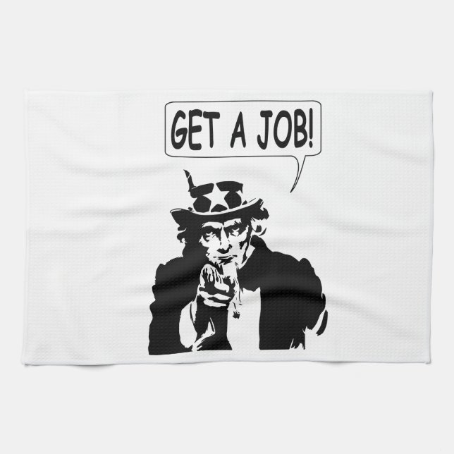 Uncle Sam Get A Job Tea Towel (Horizontal)