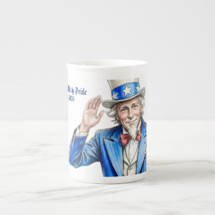Uncle Sam Happy 4th of July Patriotic Bone China Mug