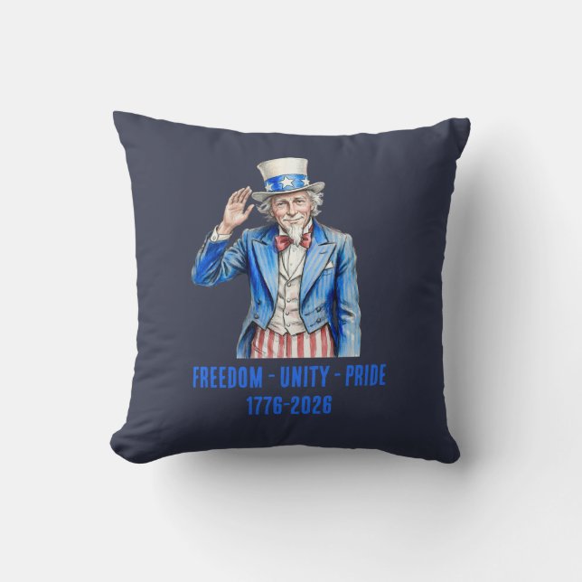 Uncle Sam Happy 4th of July Patriotic Cushion (Front)