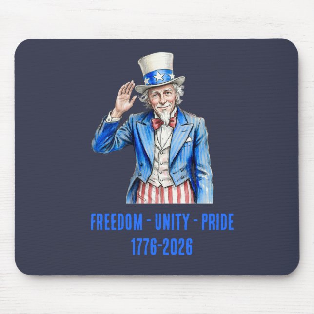 Uncle Sam Happy 4th of July Patriotic Mouse Pad (Front)