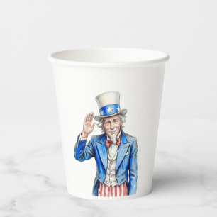 Uncle Sam Happy 4th of July Patriotic Paper Cups