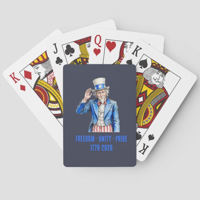 Uncle Sam Happy 4th of July Patriotic Playing Cards (Back)