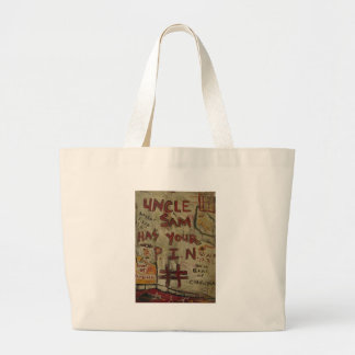 uncle sam has your pin number large tote bag