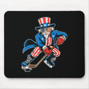 Uncle Sam Hockey American Flag Usa Sport 4th Of Ju Mouse Pad