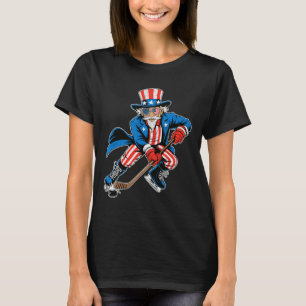 Uncle Sam Hockey American Flag Usa Sport 4th Of Ju T-Shirt