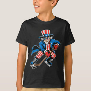 Uncle Sam Hockey American Flag Usa Sport 4th Of Ju T-Shirt