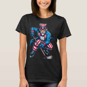 Uncle Sam Hockey Player 4th Of July Boys Girls T-Shirt