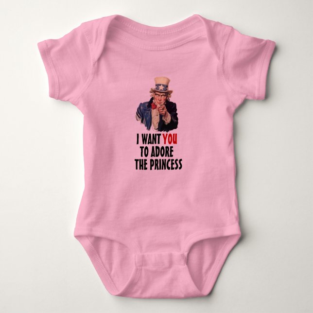 Uncle Sam I Want You Adore The Princess Kids Baby Bodysuit (Front)