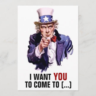 Uncle Sam "I Want You" Customisable Invitation