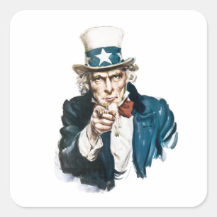 Uncle Sam I Want You Customise With Your Text Square Sticker