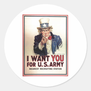 Uncle Sam I Want You For US Army Classic Round Sticker