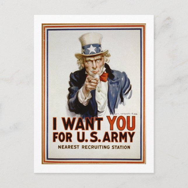 Uncle Sam - I Want You Postcard (Front)