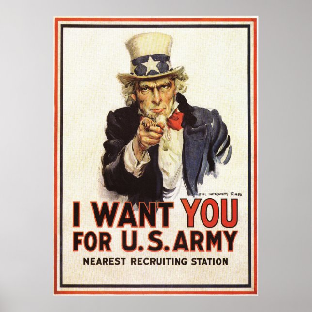 Uncle Sam - I Want You - Vintage Poster (Front)