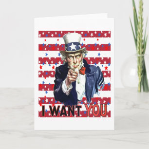 Uncle Sam I Want You With Stars and Stripes Backgr Card