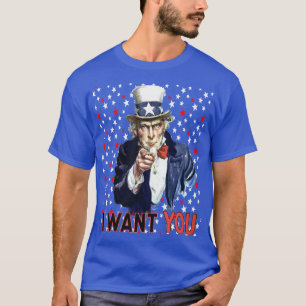 Uncle Sam I Want You With Stars and Stripes  T-Shirt