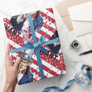Uncle Sam I Want You With Stars and Stripes Wrapping Paper
