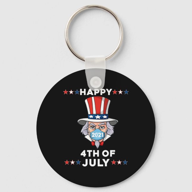 Uncle Sam In A Mask 4th Of July 2021 Fun Boys Kids Key Ring (Front)