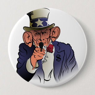 Uncle Sam in colour 10 Cm Round Badge