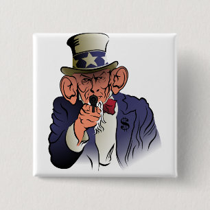 Uncle Sam in colour 15 Cm Square Badge