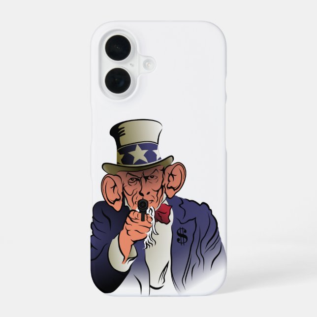 Uncle Sam in colour iPhone 16 Case (Back)