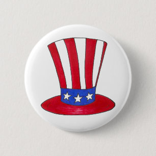 Uncle Sam July 4th USA Patriotic American Tophat 6 Cm Round Badge