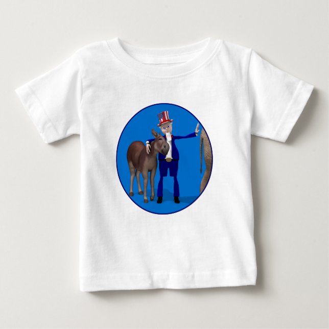 Uncle Sam Loves Donkeys Baby T-Shirt (Front)