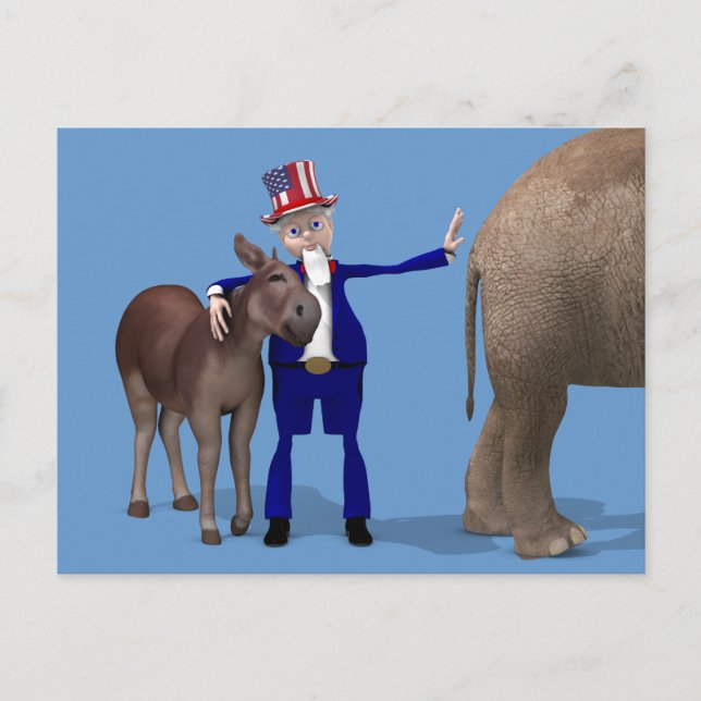 Uncle Sam Loves Donkeys Postcard (Front)