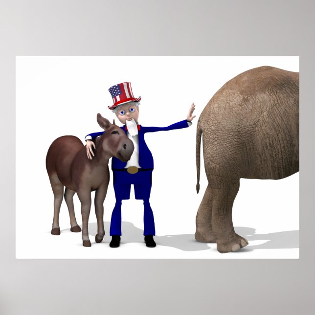 Uncle Sam Loves Donkeys Poster (Front)