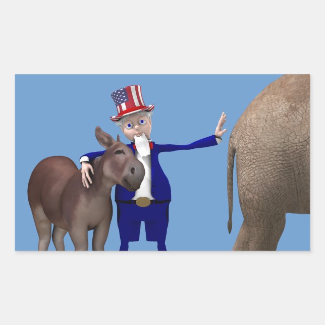 Uncle Sam Loves Donkeys Rectangular Sticker (Front)