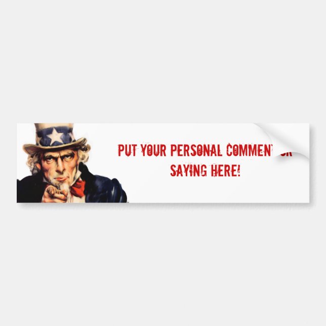 Uncle Sam Personalised Bumper Sticker (Front)