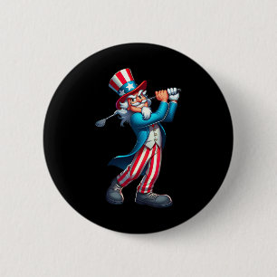 Uncle Sam Playing Golf 4th Of July Golfing Boys Gi 6 Cm Round Badge