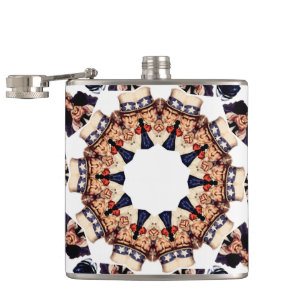 Uncle Sam Pointing Finger Kaleidoscope Hip Flask