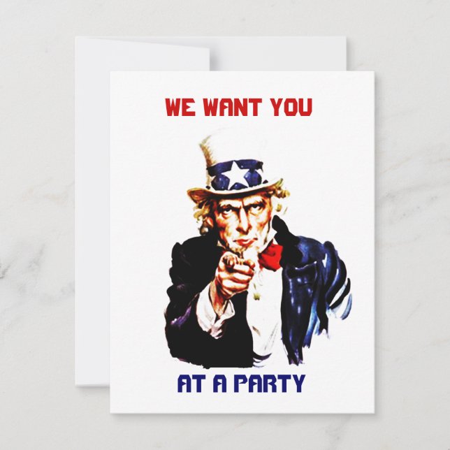UNCLE SAM POINTING PARTY INVITATION ~EZ2 CUSTOMIZE (Front)