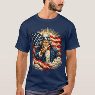 Uncle Sam Pointing with American Flag – Vintage Pa T-Shirt