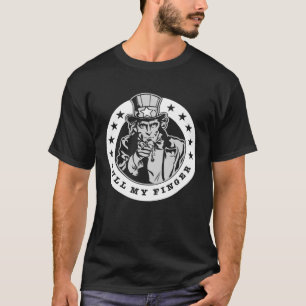 Uncle Sam Pull My Finger Funny Retro Black And Whi T-Shirt