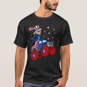 Uncle Sam Riding Monster Truck 4th Of July Boys K T-Shirt