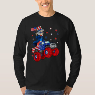 Uncle Sam Riding Monster Truck 4th Of July Boys Ki T-Shirt