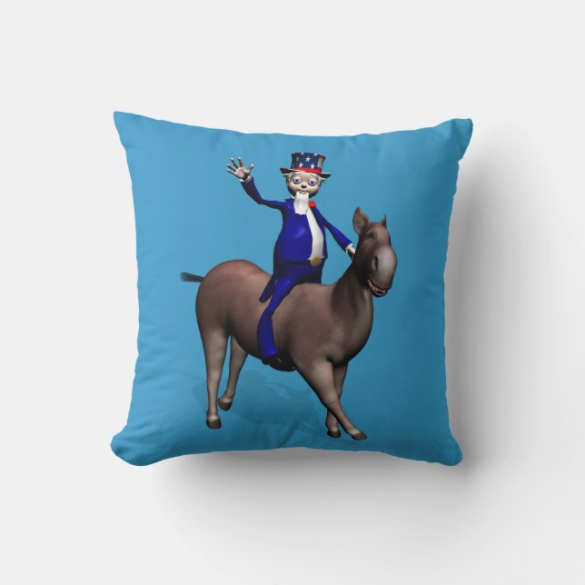 Uncle Sam Riding On Donkey Cushion (Front)