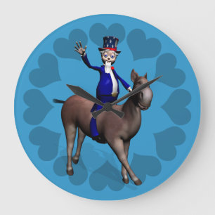 Uncle Sam Riding On Donkey Large Clock