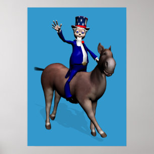 Uncle Sam Riding On Donkey Poster
