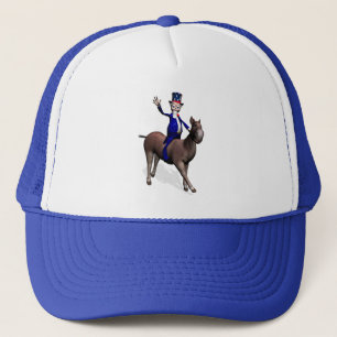 Uncle Sam Riding On Donkey Trucker Hat