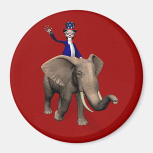 Uncle Sam Riding On Elephant Magnet