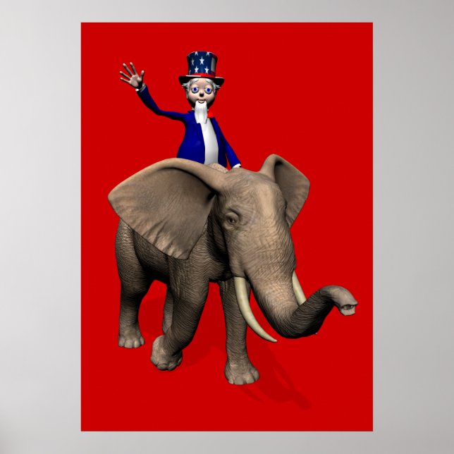 Uncle Sam Riding On Elephant Poster (Front)