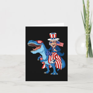 Uncle Sam Riding T Rex 4th Of July Boys Girls Kids Card