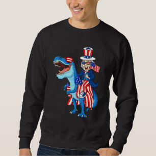 Uncle Sam Riding T Rex 4th Of July Boys Girls Kids Sweatshirt