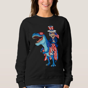 Uncle Sam Riding T Rex 4th Of July Boys Girls Kids Sweatshirt