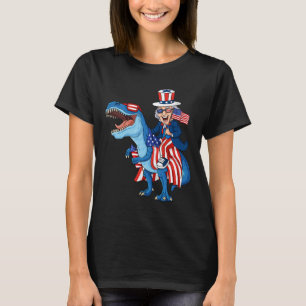 Uncle Sam Riding T Rex 4th Of July Boys Girls Kids T-Shirt