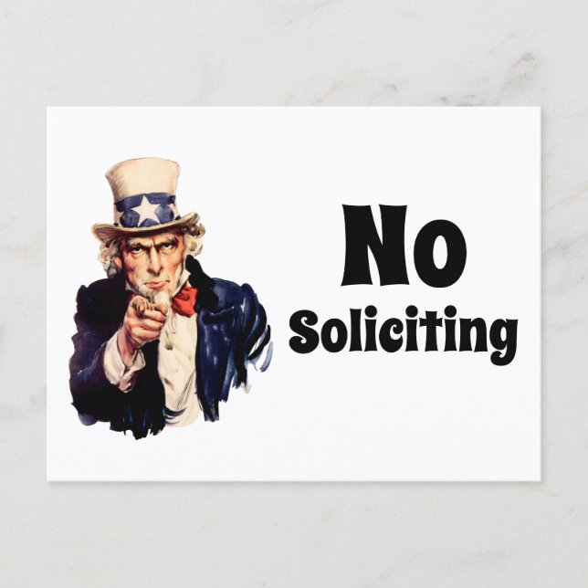 Uncle Sam Says No Soliciting Postcard (Front)