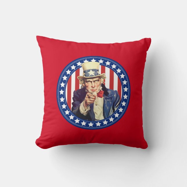 Uncle Sam Stars and Stripes Reversible Cushion (Front)